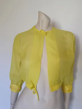 1960s Lemon Sherbet Sheer Over Blouse - S