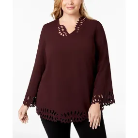 Alfani Plus Size Cutout Poet-Sleeve Blouse, Size OX