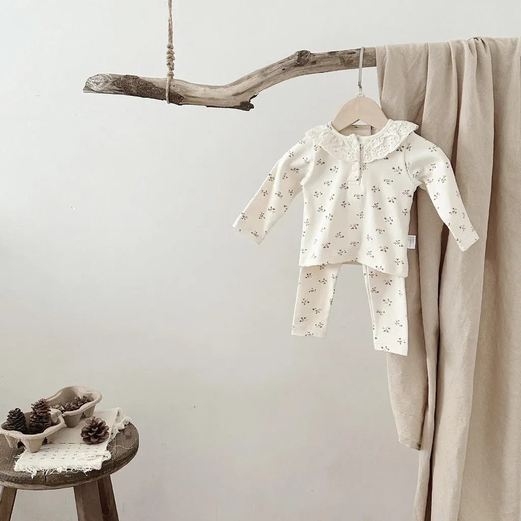 Baby Lace Neckline Cotton Pajamas