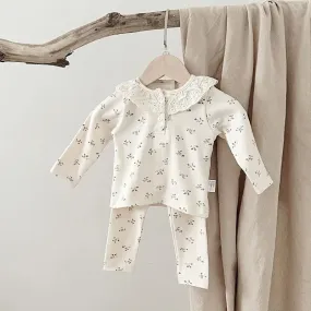 Baby Lace Neckline Cotton Pajamas