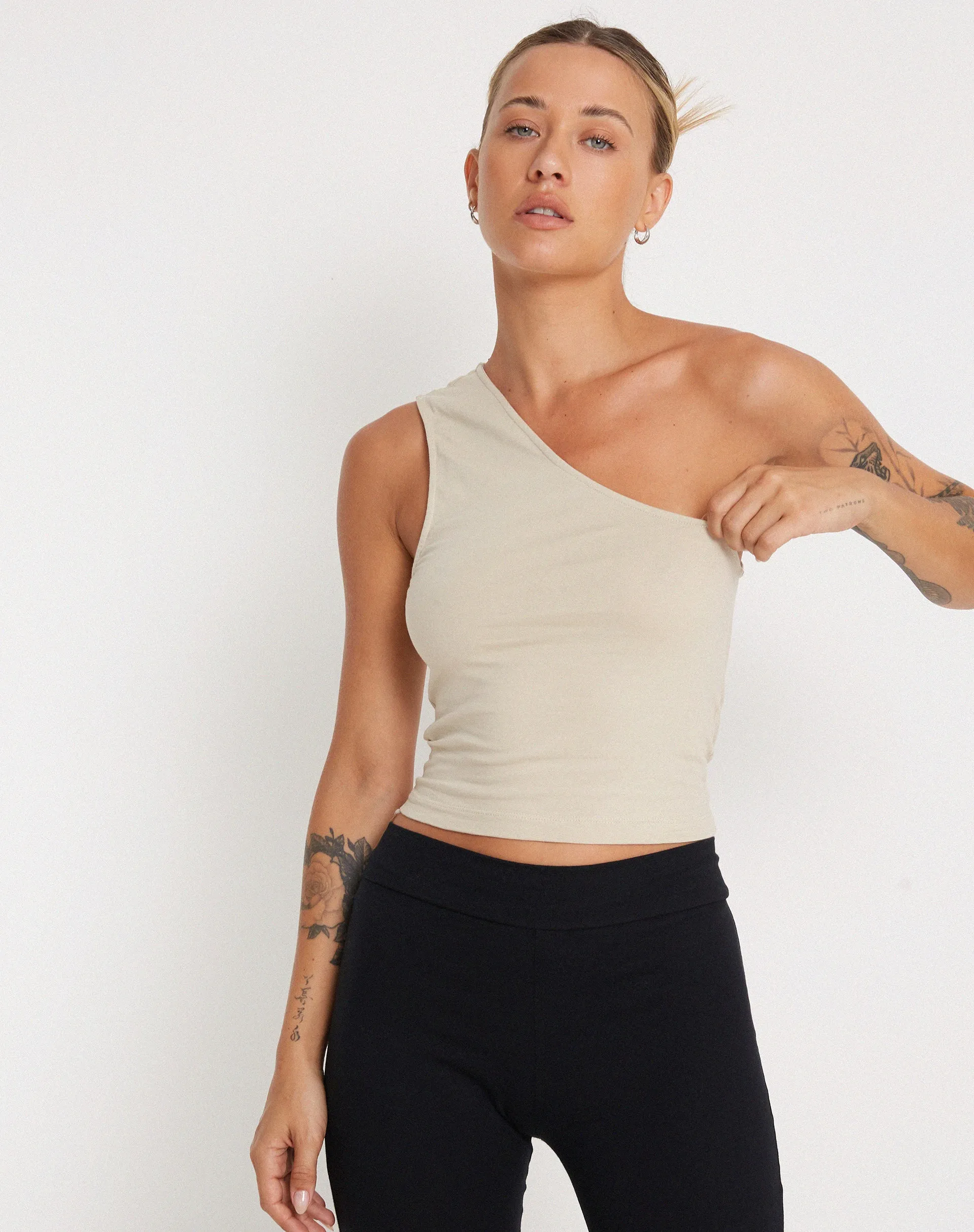 Bay One Shoulder Top in Coconut Milk