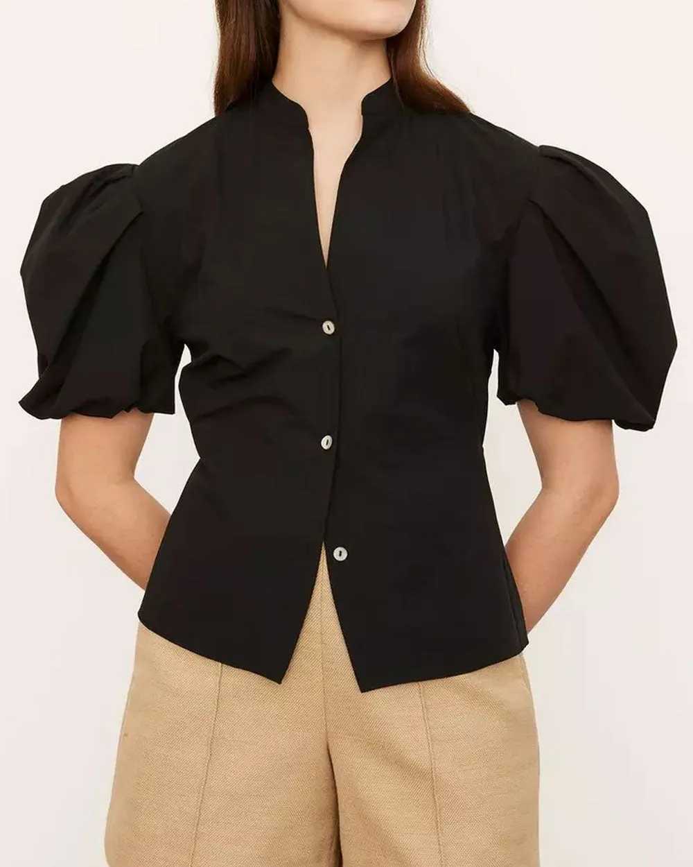 Black Puff Sleeve Blouse