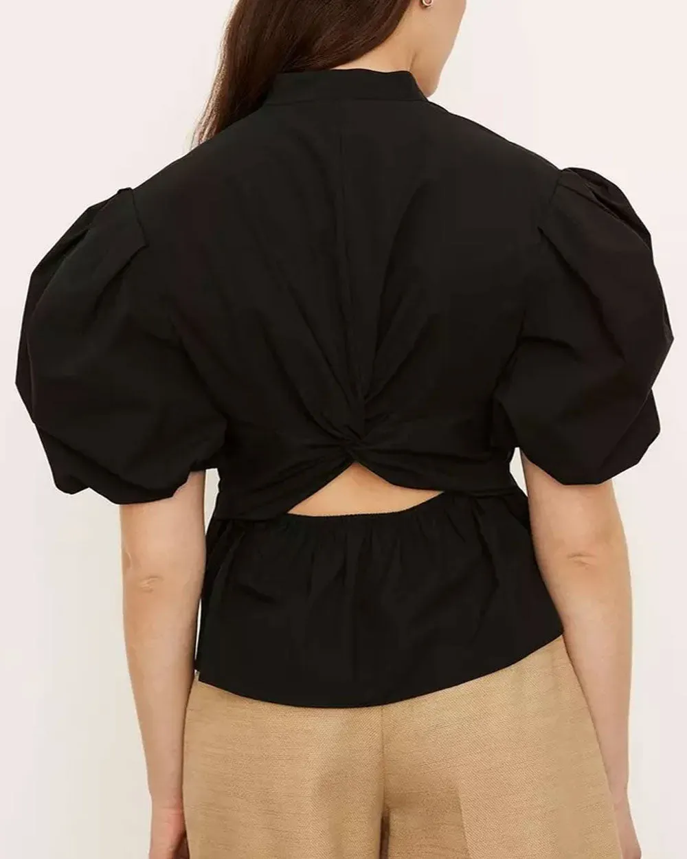 Black Puff Sleeve Blouse