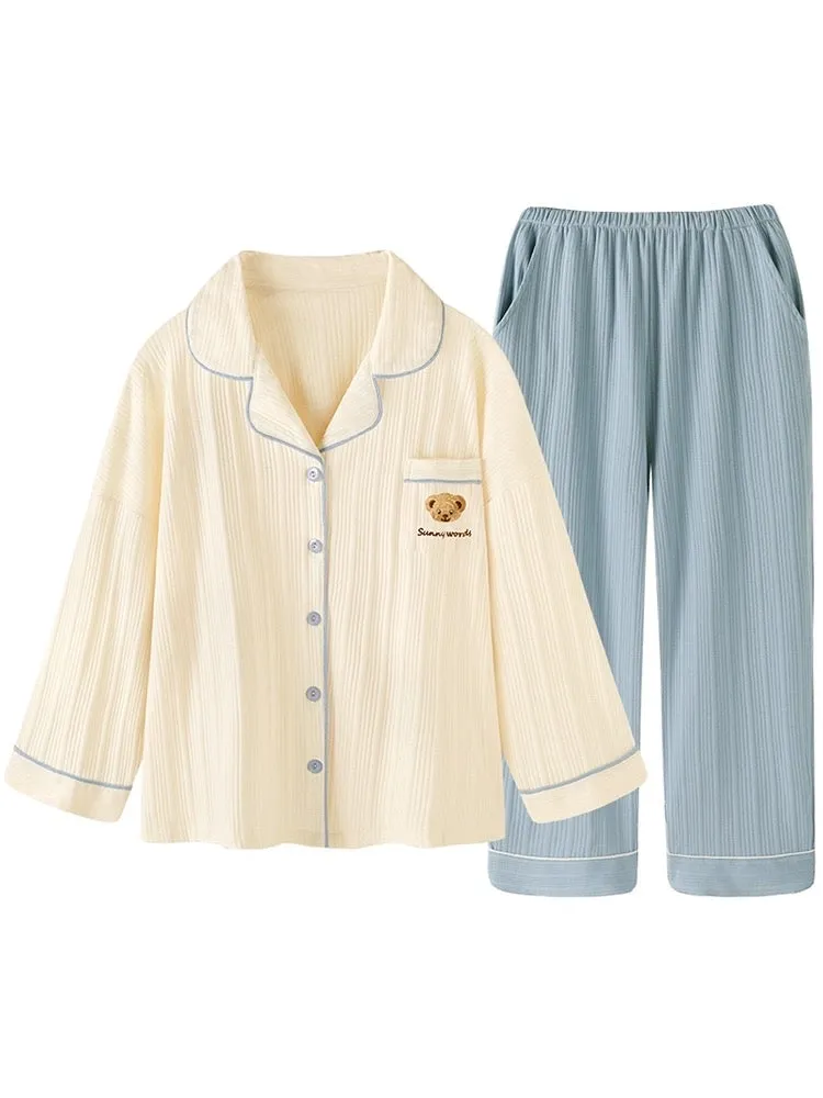 Blue Bear Cotton Pajamas