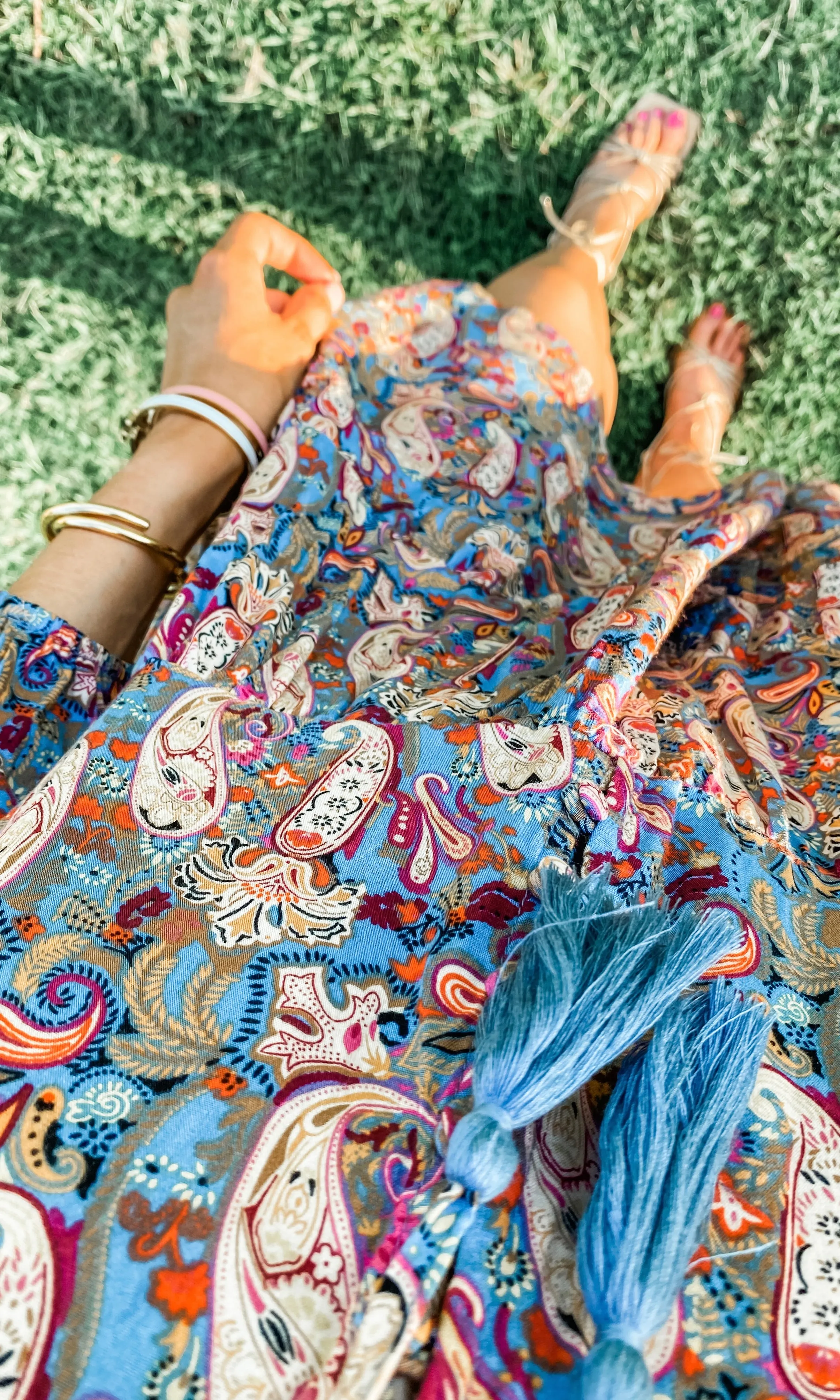 Blue Paisley Print Dress