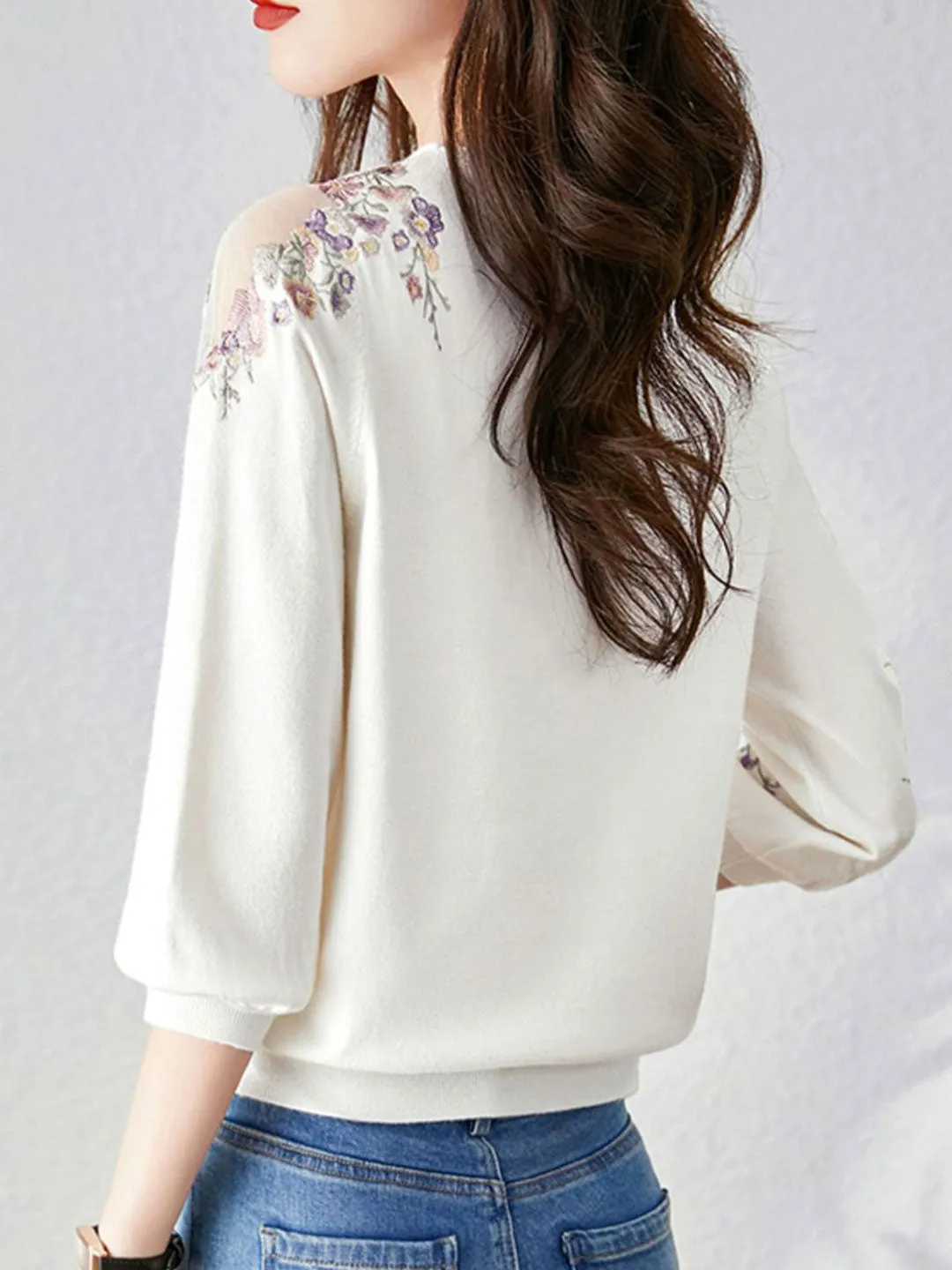 Camila Vacation Cutout Floral Knitted Pullover Top