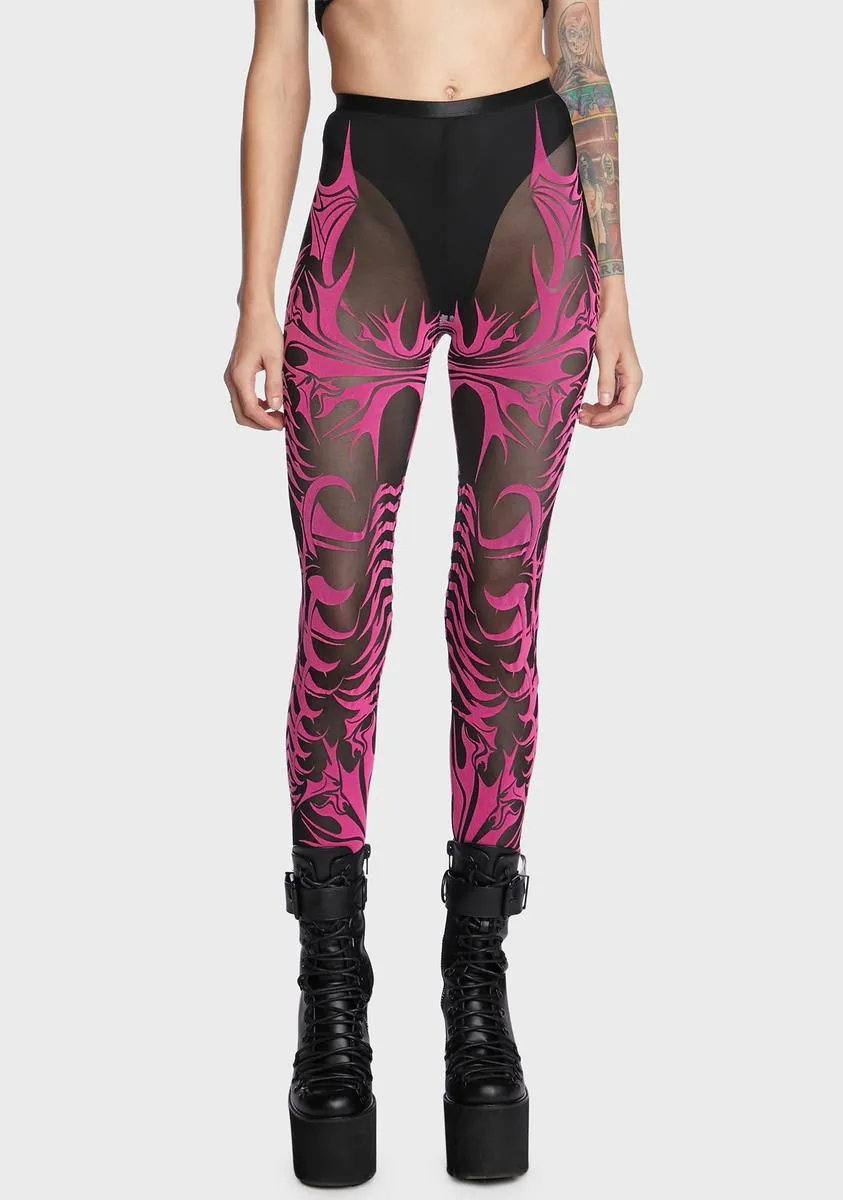 Candy Ill Fated Love Mesh Leggings