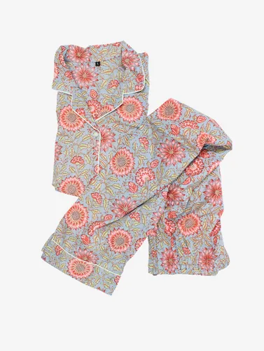 Cotton Pajamas-Pink Floral Print