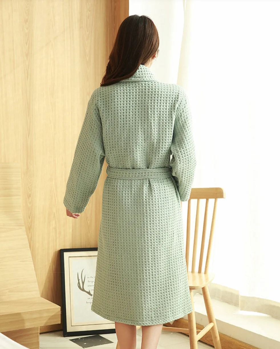 Cotton Waffle Long Robe