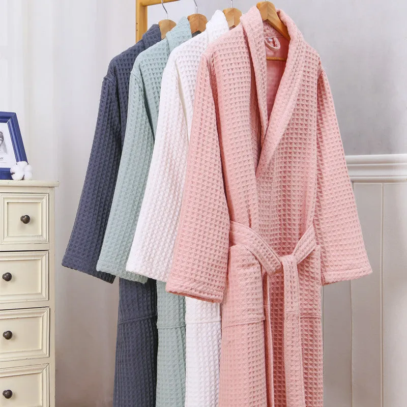 Cotton Waffle Long Robe