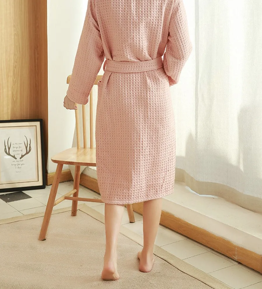 Cotton Waffle Long Robe