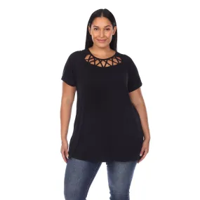 Crisscross Cutout Short Sleeve Top - Plus