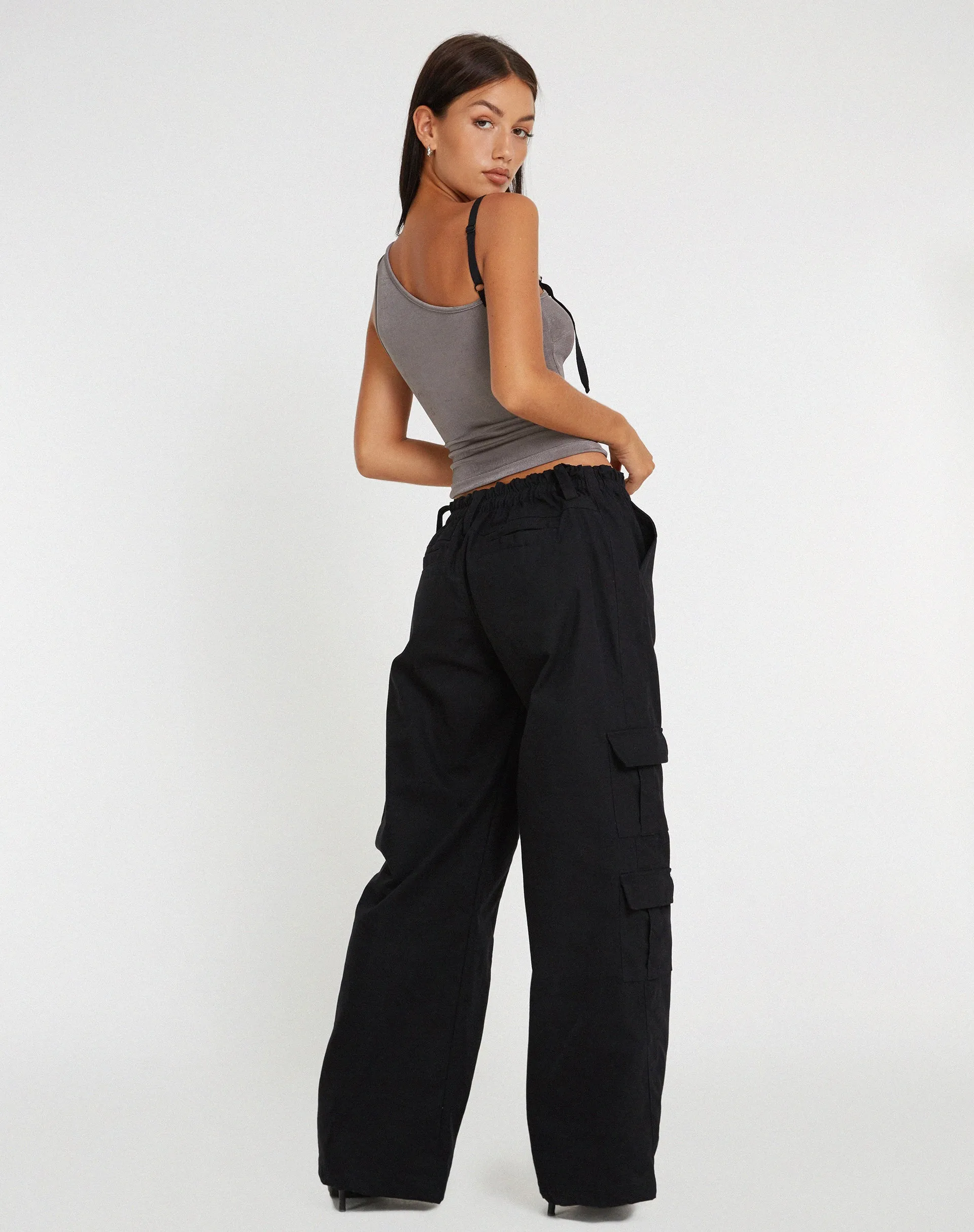 Eltica One Shoulder Crop Top in Grey