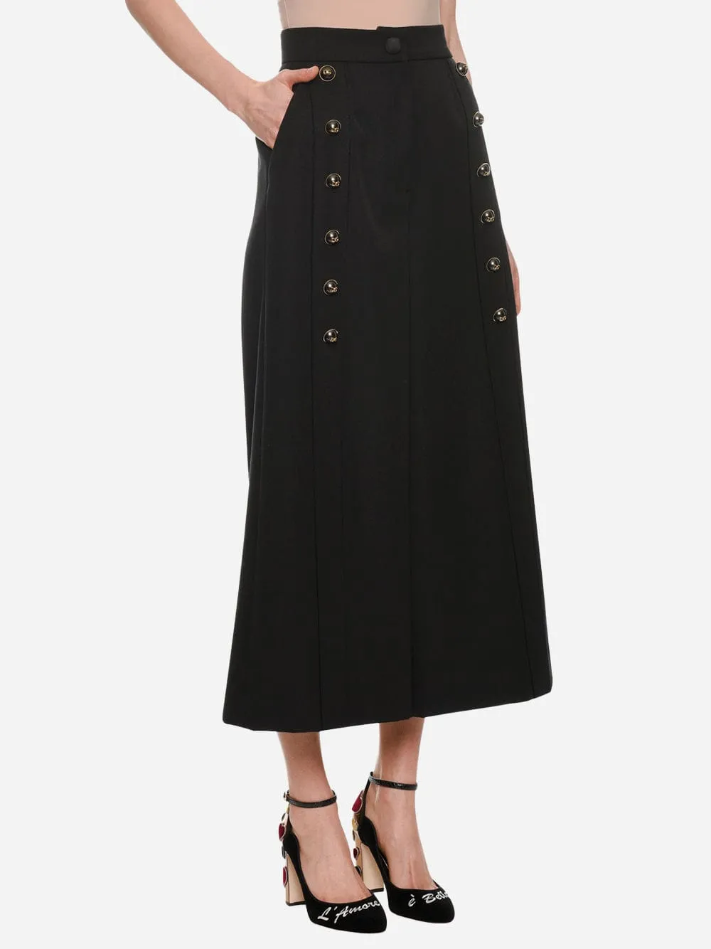 Gabardine Wide-Leg Sailor Gaucho Pants