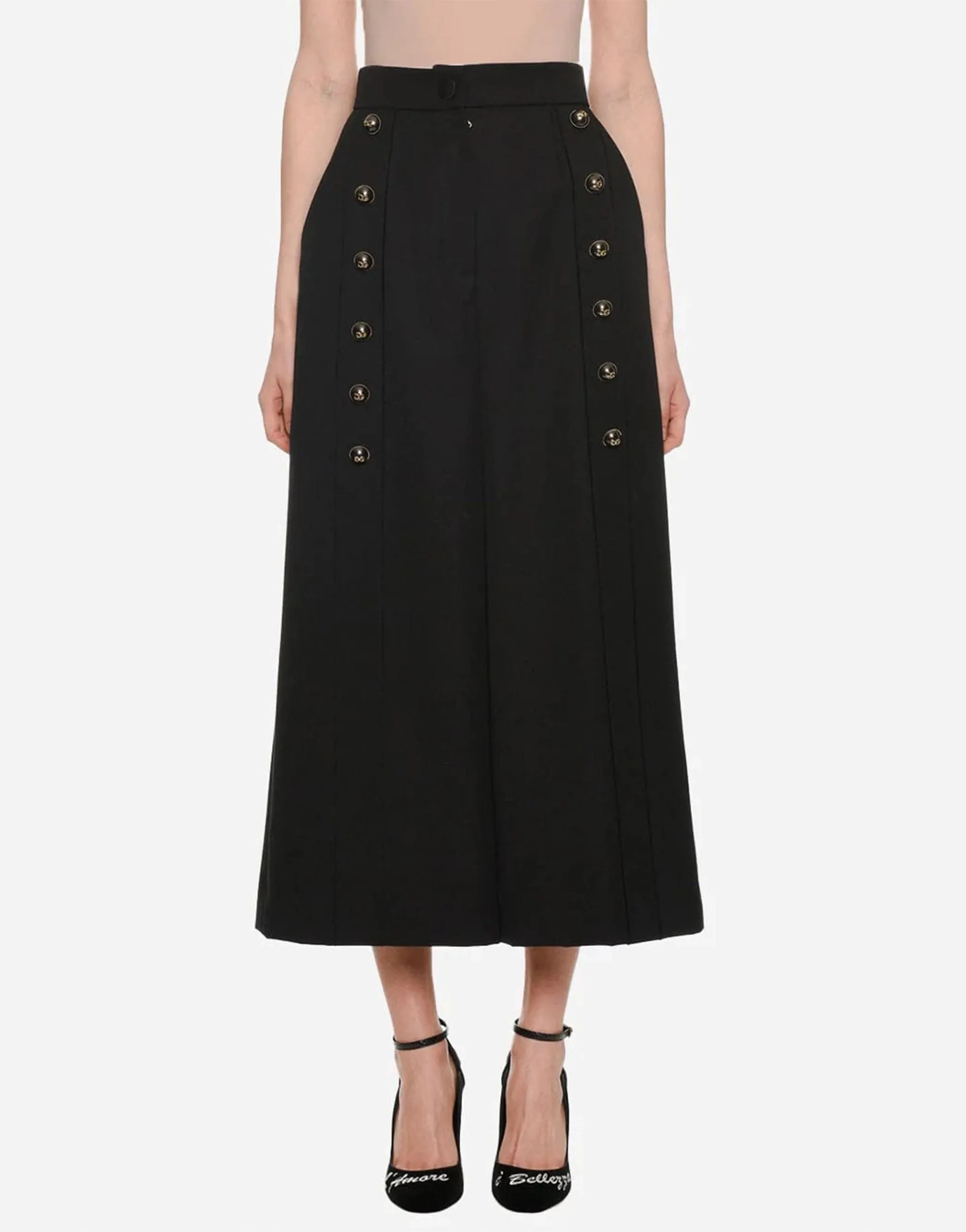 Gabardine Wide-Leg Sailor Gaucho Pants