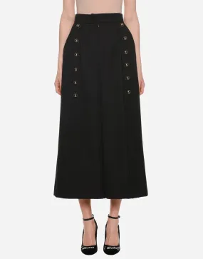 Gabardine Wide-Leg Sailor Gaucho Pants