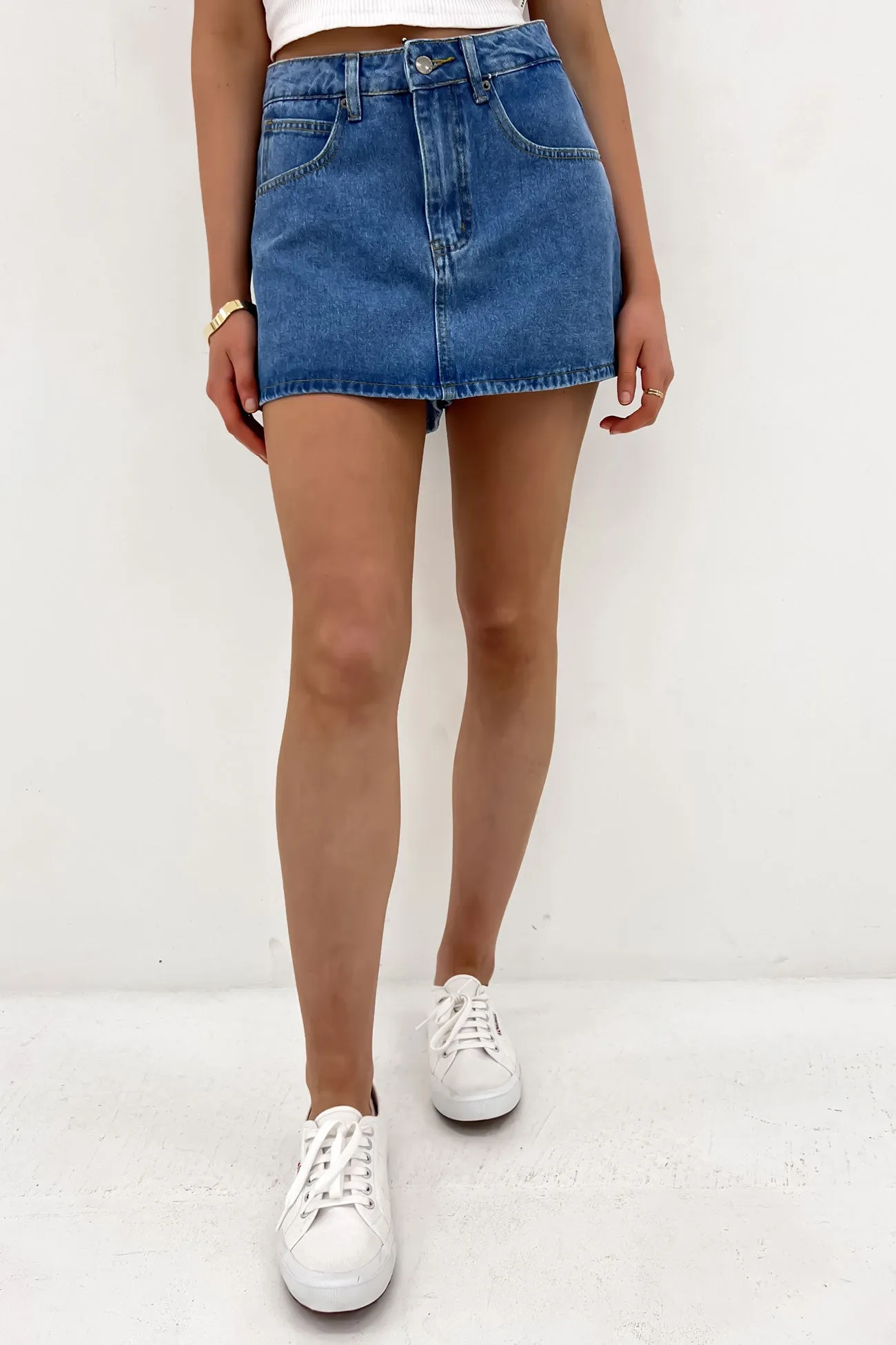 Ivy Denim Skort Mid Blue