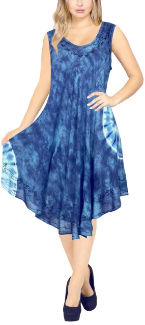 LA LEELA Floral Women's Plus Size Caftan Beach Dress Blue_Y865 US Size 14 - 20W