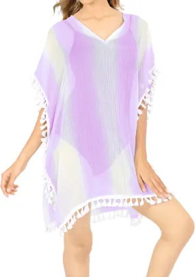 LA LEELA Women Caftan Swimsuit Cover Ups Dress for Swimwear US 0-8 White_T718