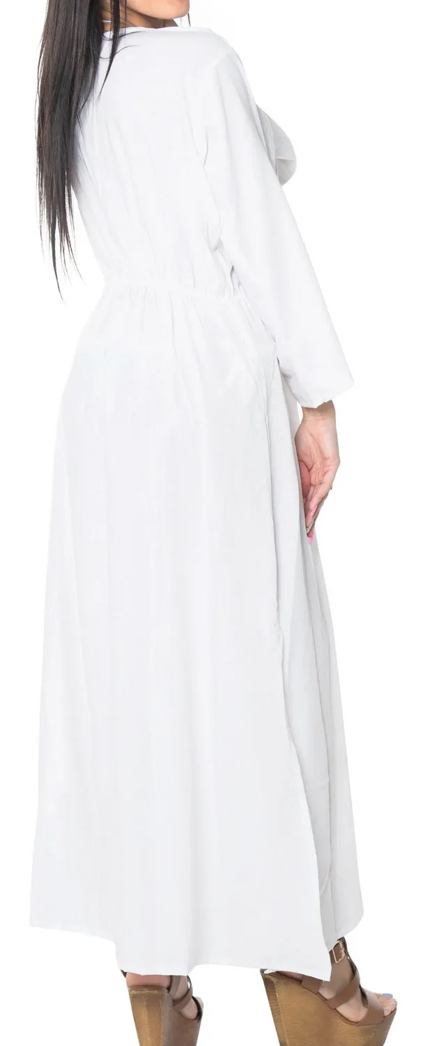 LA LEELA Women's Plus Size Maxi Dress Boho Swimwear Cover-Ups US 8-18 White_V356