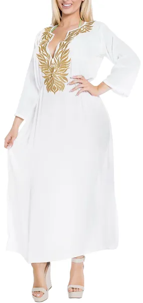 LA LEELA Women's Plus Size Maxi Dress Boho Swimwear Cover-Ups US 8-18 White_V356