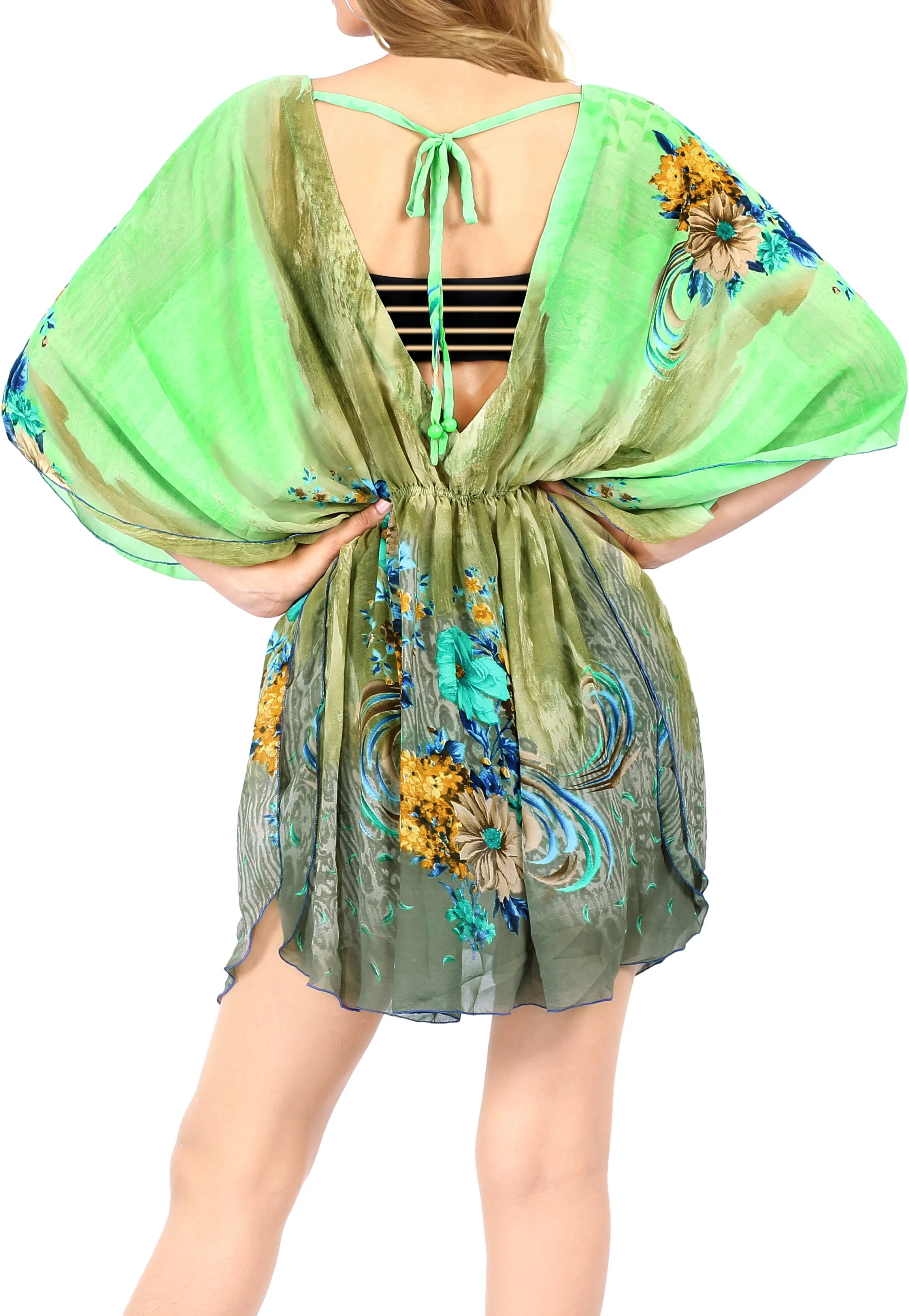 LA LEELA Women's Swim Beach Dress Caftan Cover Ups Swimwear US 8-16W Green_M176