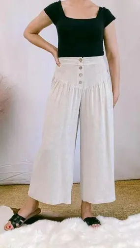 Laurel Cotton/Linen Wide-Leg Gaucho Pants