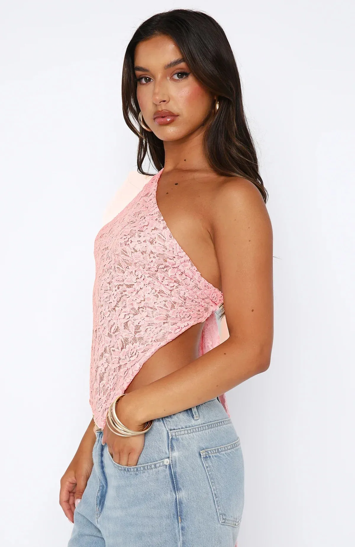 Levi -One shoulder Lace Top