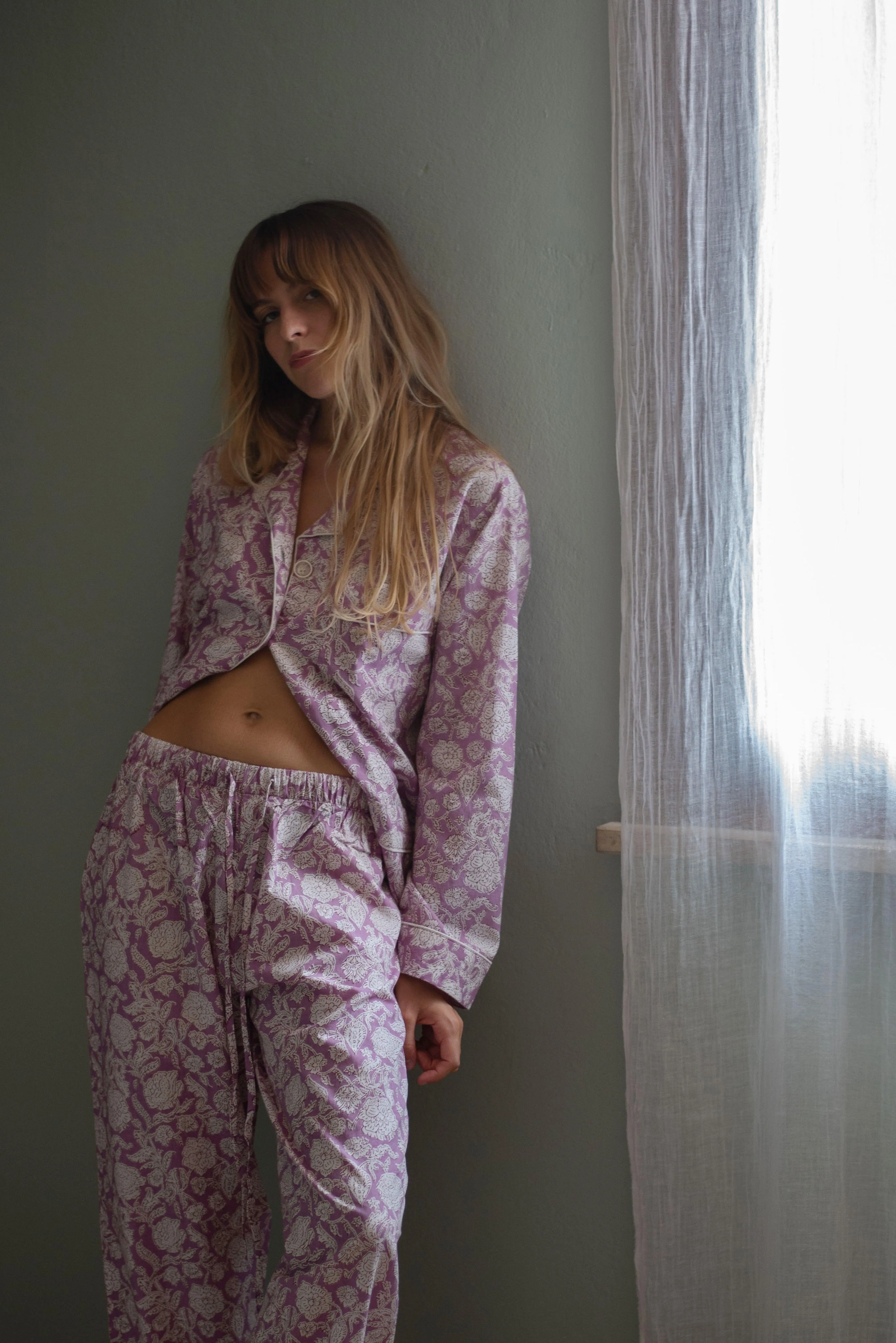 Lilac floral pajama set