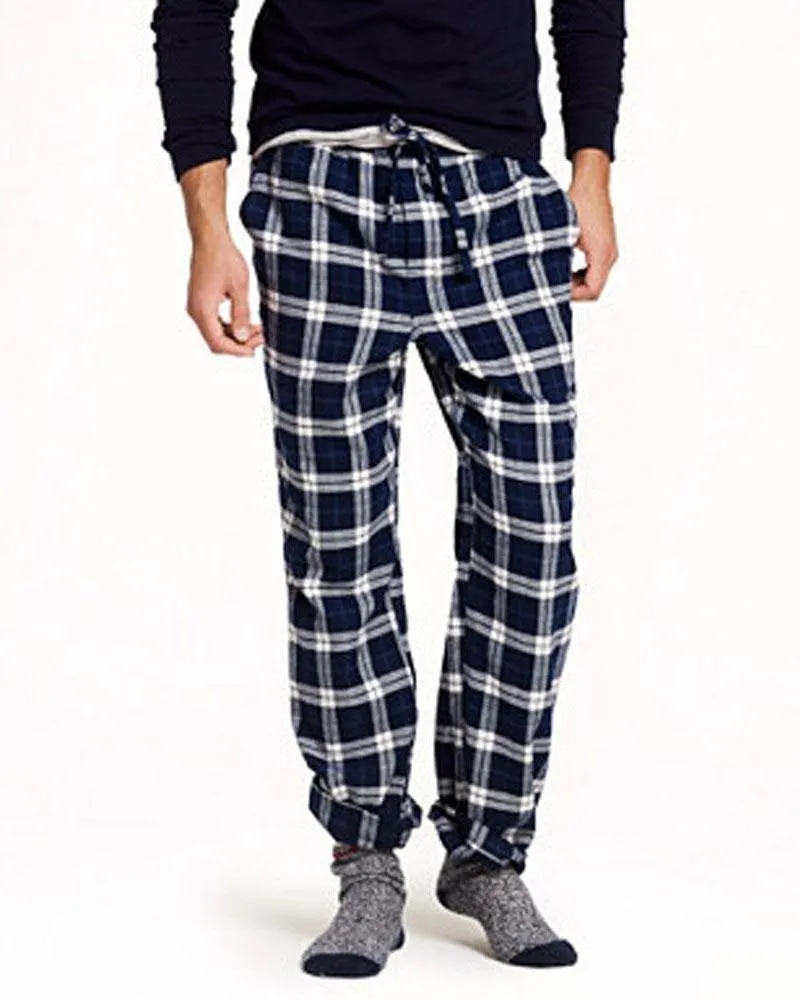 Men's Cotton Checked Pajama - Blue & White