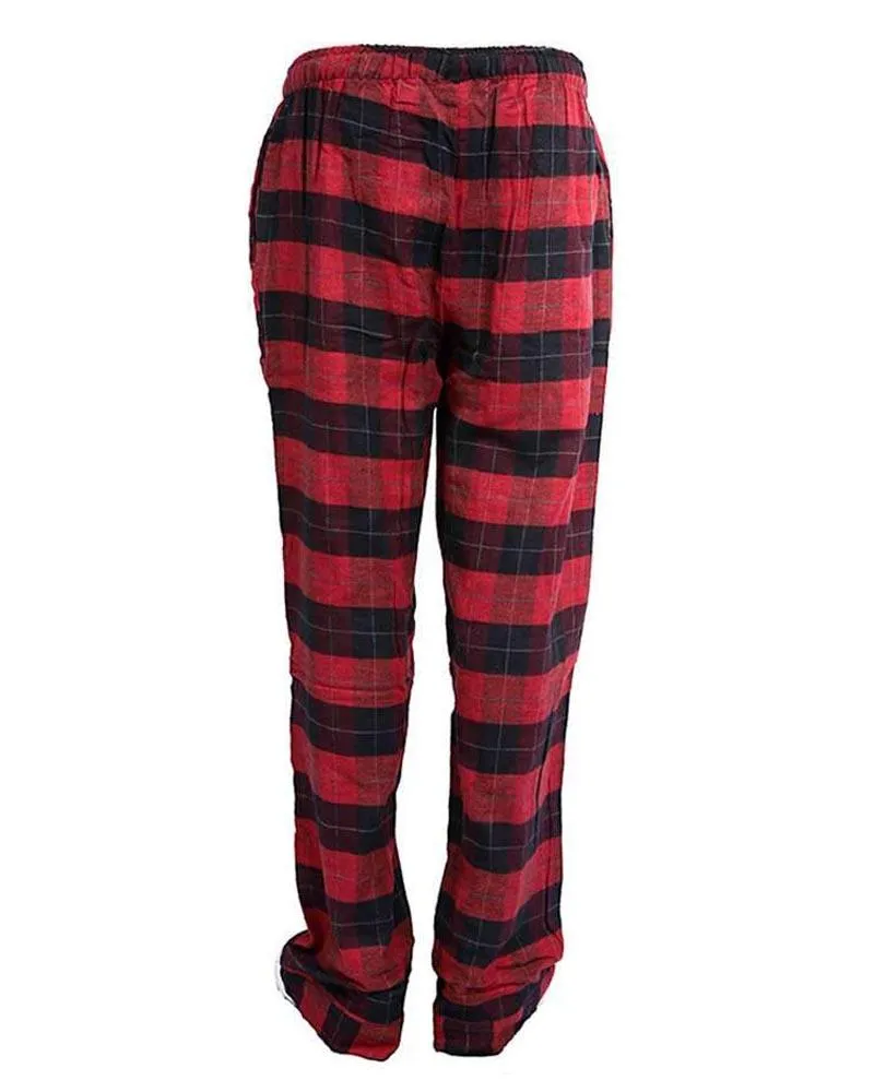 Men's Cotton Checkered Pajama - Black & Red