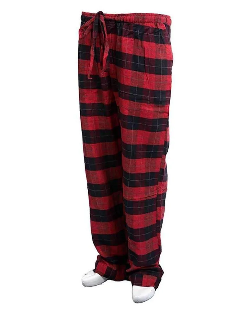 Men's Cotton Checkered Pajama - Black & Red