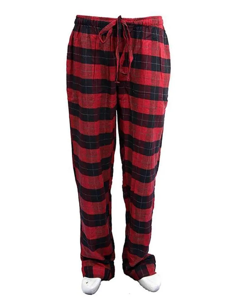 Men's Cotton Checkered Pajama - Black & Red