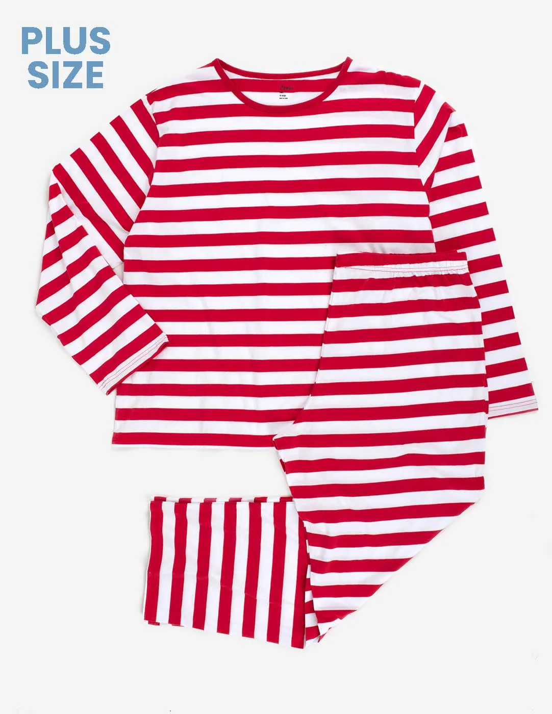 Mens Two Piece Red & White Stripes Cotton Pajamas