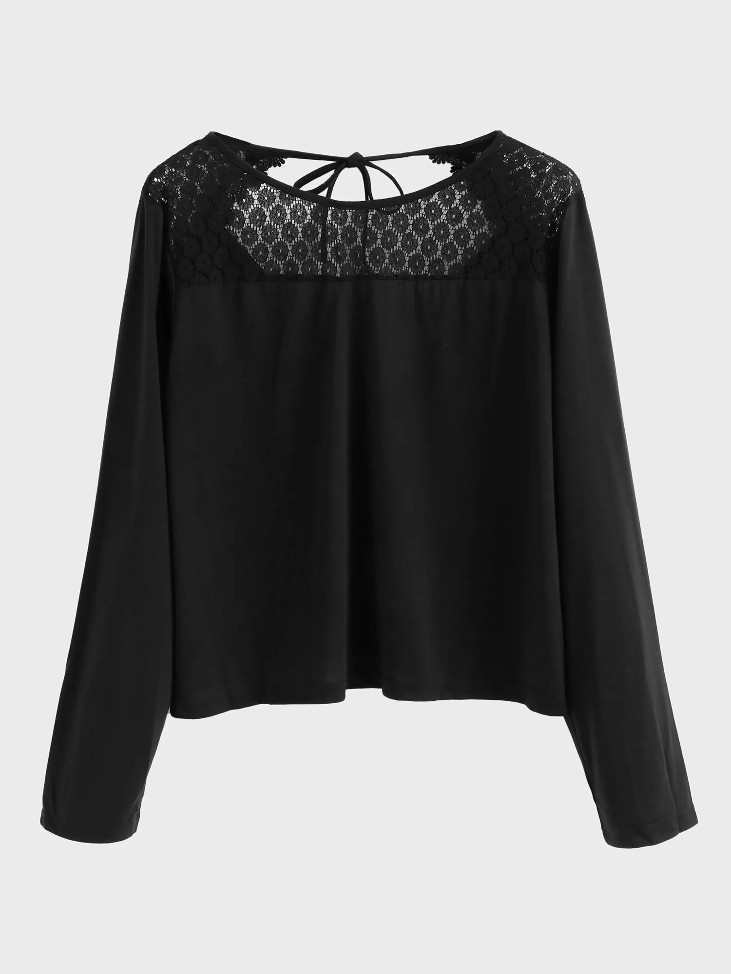 Midsize Lace Tie Cutout Heart Back Top