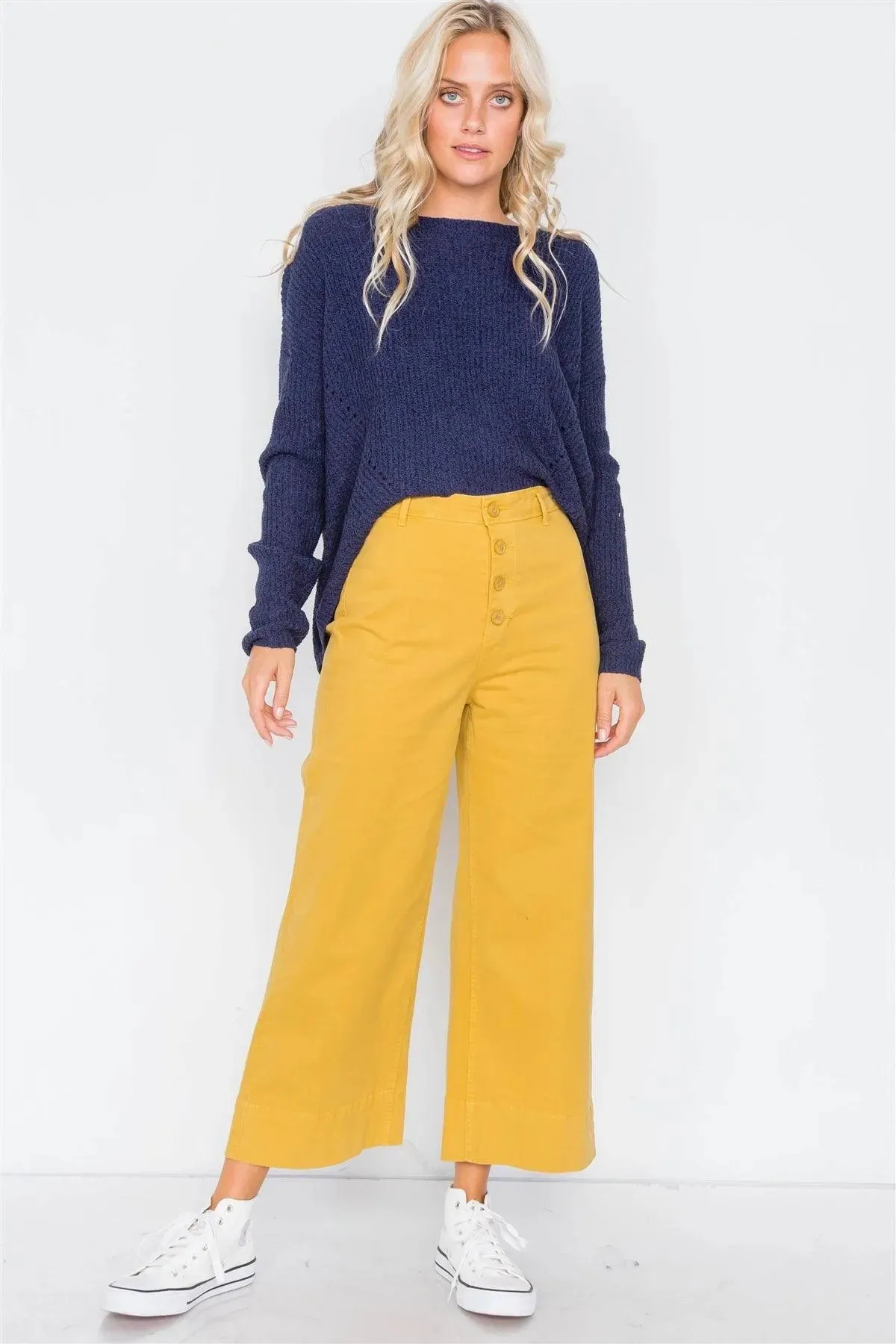 Mustard Yellow Hipster High Waist Gaucho Pants /3-2-1