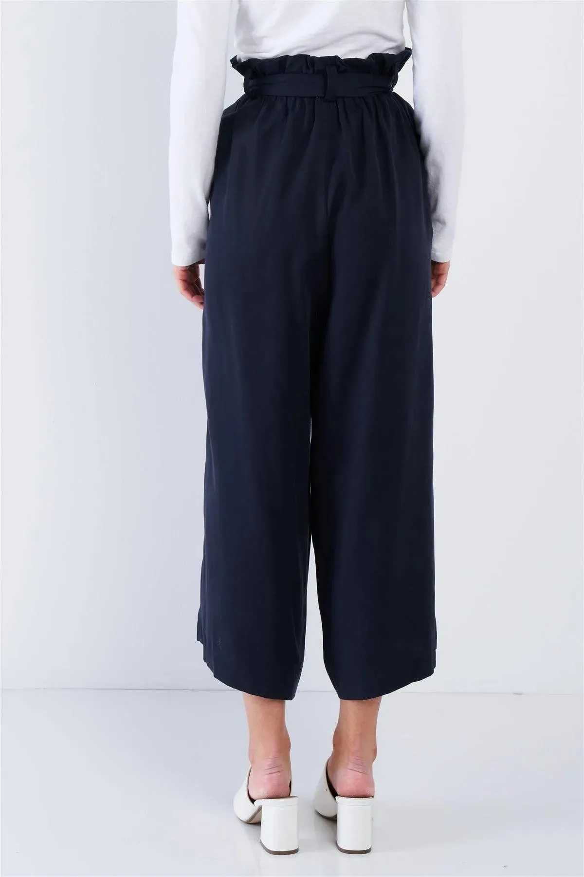 Navy High Waisted Wide Leg Office Chic Gaucho Pants /2-2-1