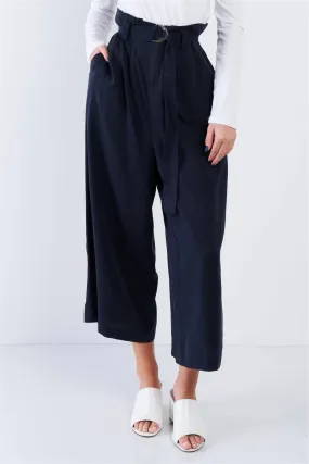 Navy High Waisted Wide Leg Office Chic Gaucho Pants /2-2-1