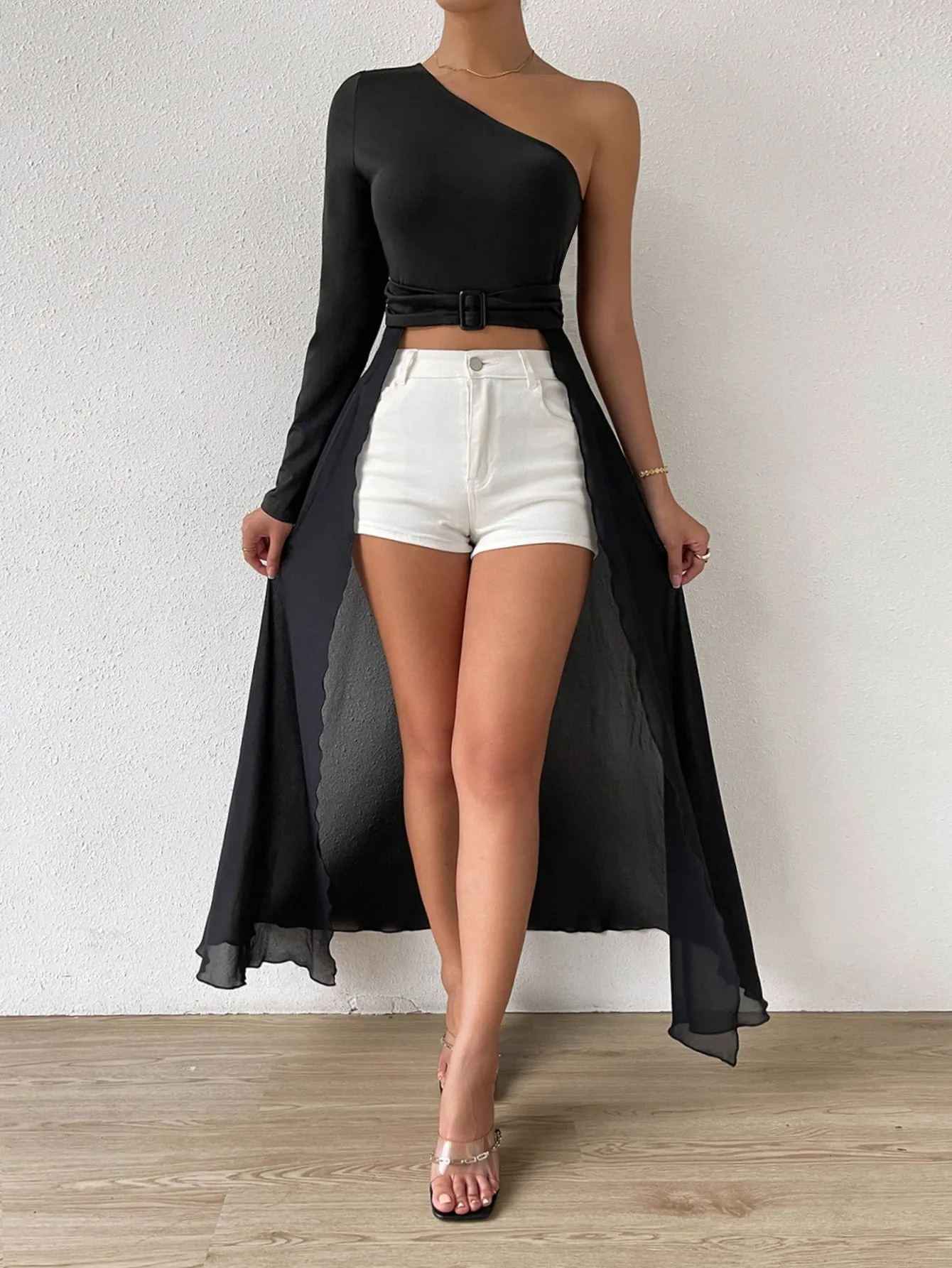 One Shoulder Asymmetrical Hem Top