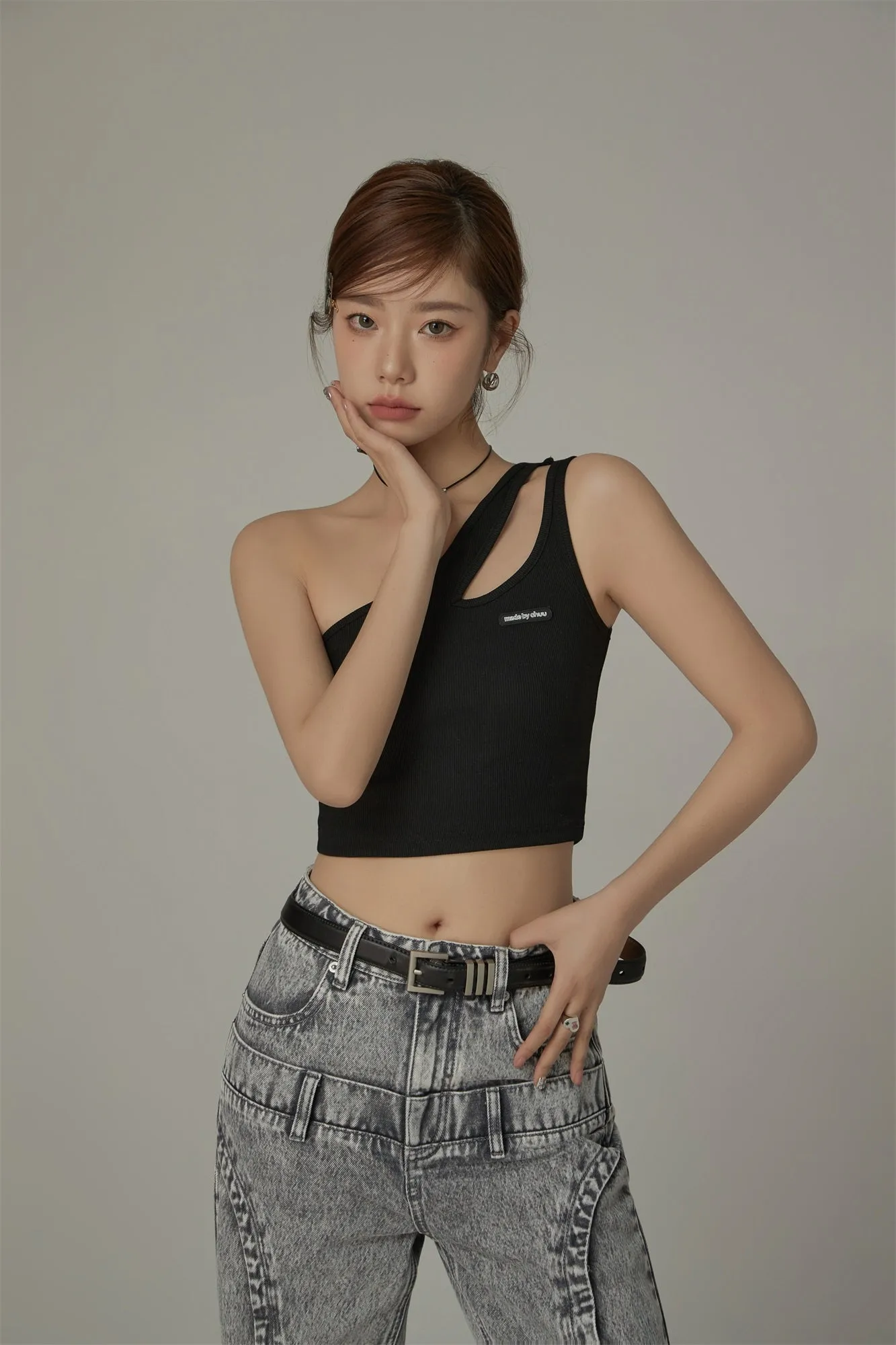 One Shoulder Slim Crop Top