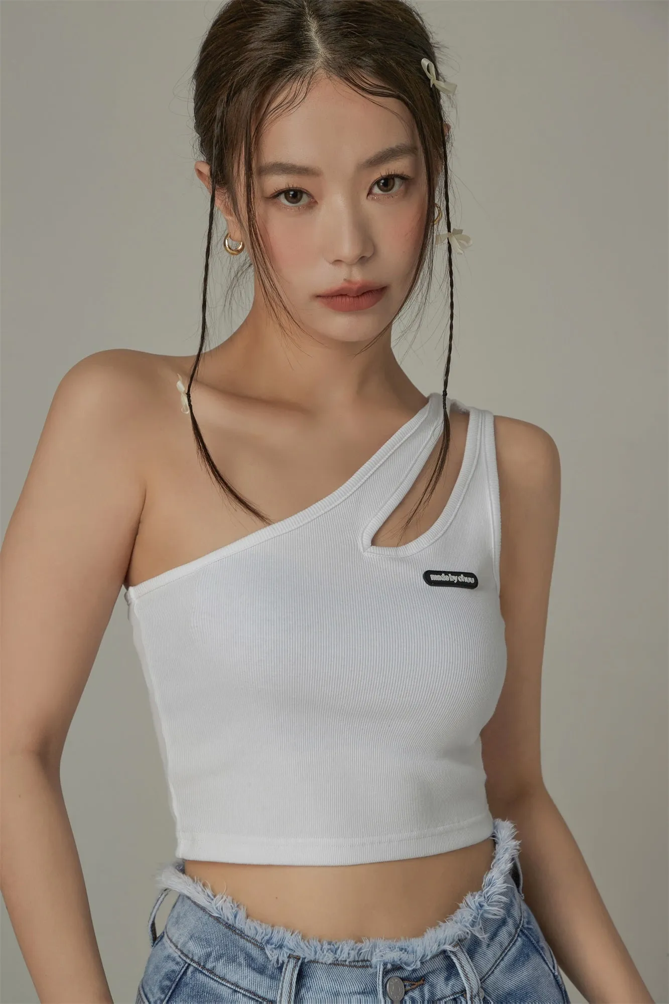 One Shoulder Slim Crop Top