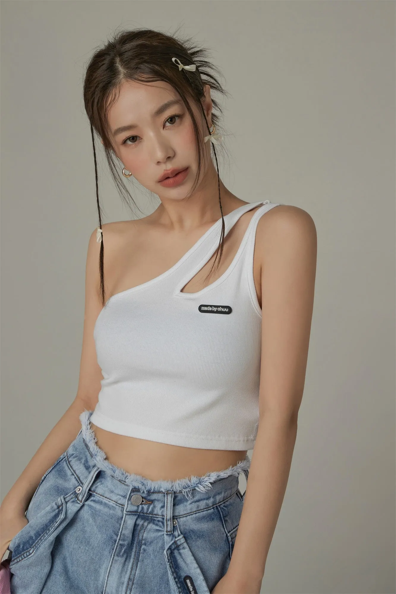 One Shoulder Slim Crop Top