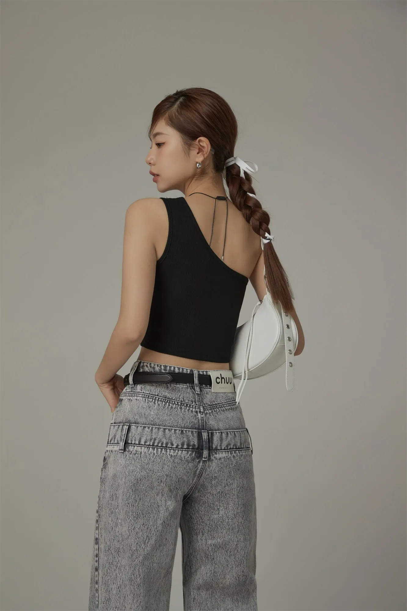 One Shoulder Slim Crop Top