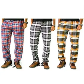 Pack Of 3 Men's Cotton Checked Pajamas