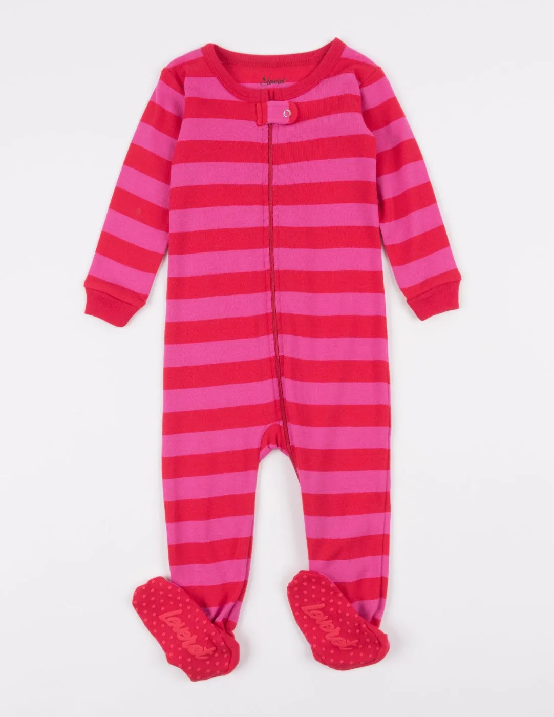 Red & Pink Stripes Matching Family Pajama Set