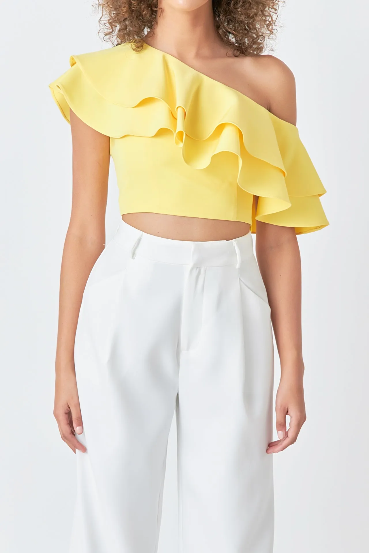 Ruffled One Shoulder Top