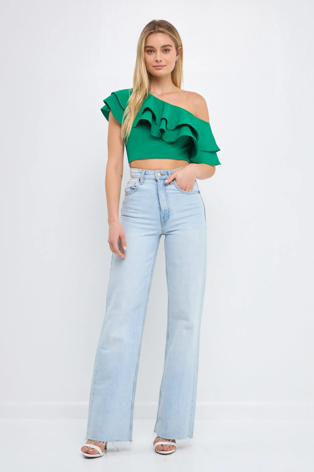 Ruffled One Shoulder Top