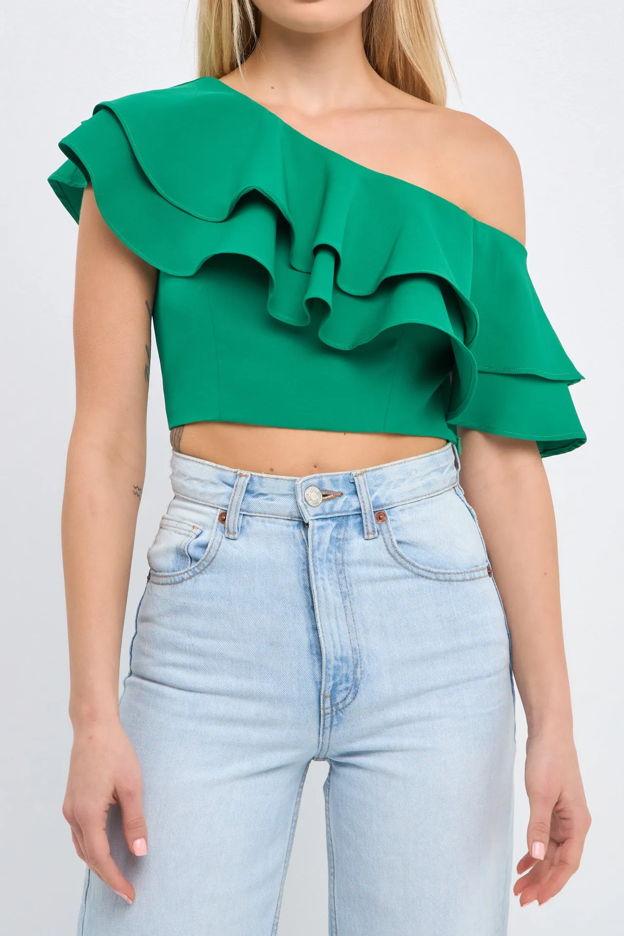 Ruffled One Shoulder Top