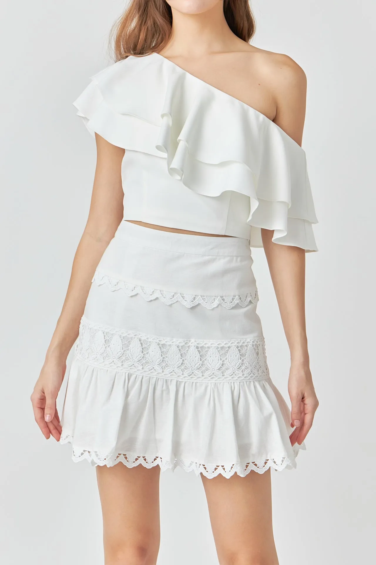 Ruffled One Shoulder Top