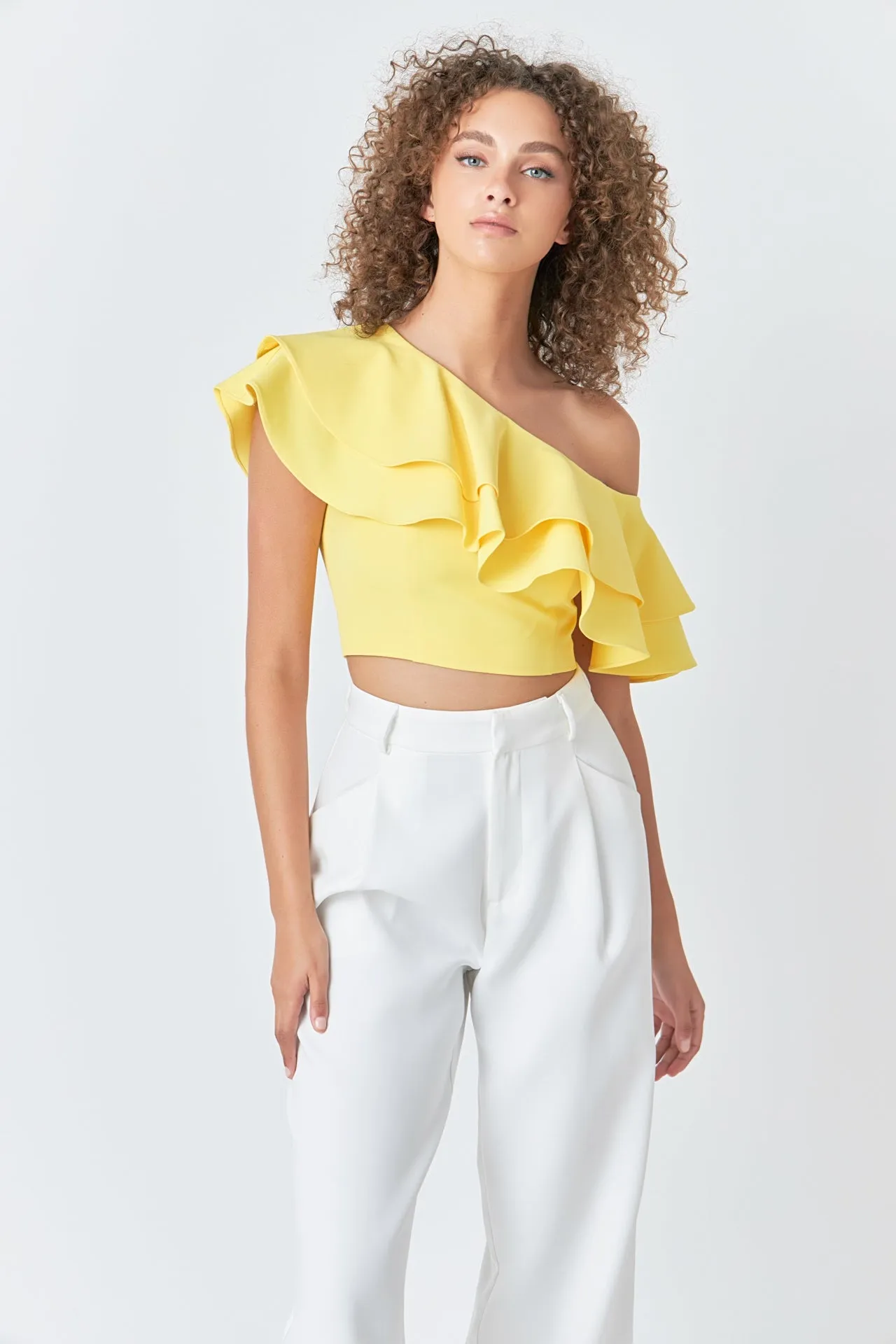 Ruffled One Shoulder Top